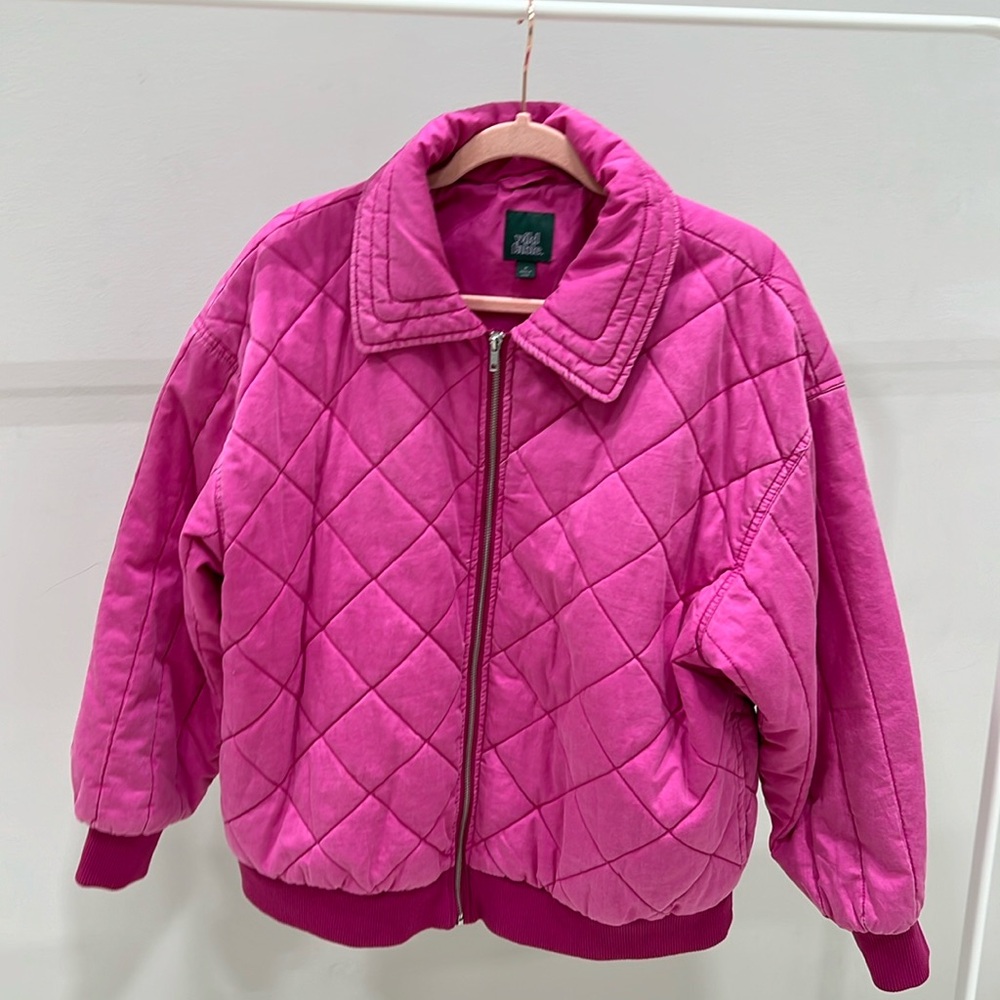 Hot Pink Wild Fable Quilted Bomber Jacket